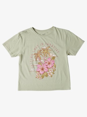 Girls'' Roxy Hibiscus Paradise Oversized Boyfriend T Shirts | UKCL-17236