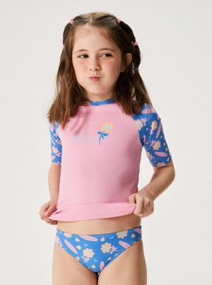 Girls'' Roxy Lorem Short-Sleeve Rashguard Set Swimwear | JMEV-62975