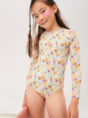 Girls'' Roxy Nostalgic Seaside Long-Sleeve Swimwear | GSHF-14297