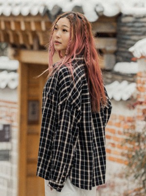 Roxy Chloe Kim Oversized Flannel Tops | 49021DVBL