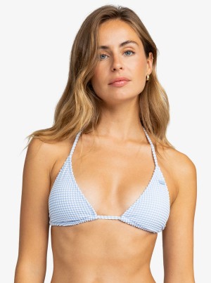 Roxy Gingham Tiki Triangle Bikini Tops | KQEB-70342