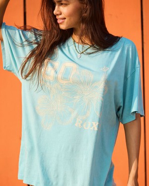 Roxy Hibiscus Collegiate Oversized T Shirts | 98425FQGZ