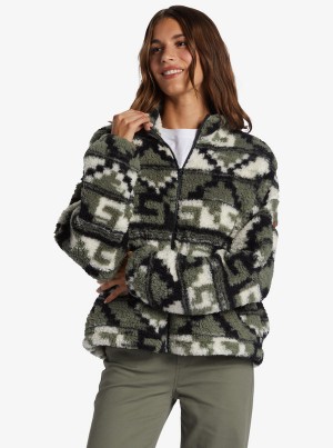 Roxy Off The Wave Sherpa Printed Full-Zip Fleece Hoodie | XHAO-90476