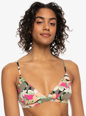 Roxy Printed Beach Classics Fixed Triangle Bikini Tops | FZGV-61394