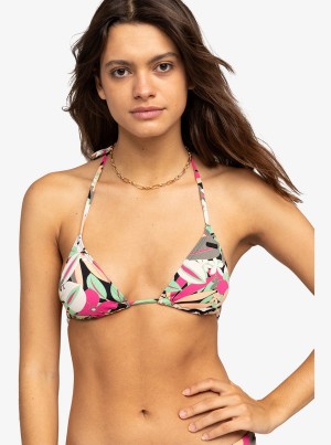 Roxy Printed Beach Classics Mini Tiki Tri Bikini Tops | GKOJ-10673