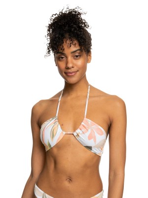 Roxy Printed Beach Classics Triangle Bikini Tops | CVBI-02916