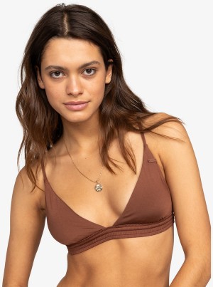 Roxy Silky Island Fixed Triangle Bikini Tops | CFQJ-91075