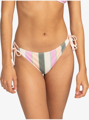 Roxy Vista Stripe Tie Side Cheeky Bikini Bottoms | RWKG-31072