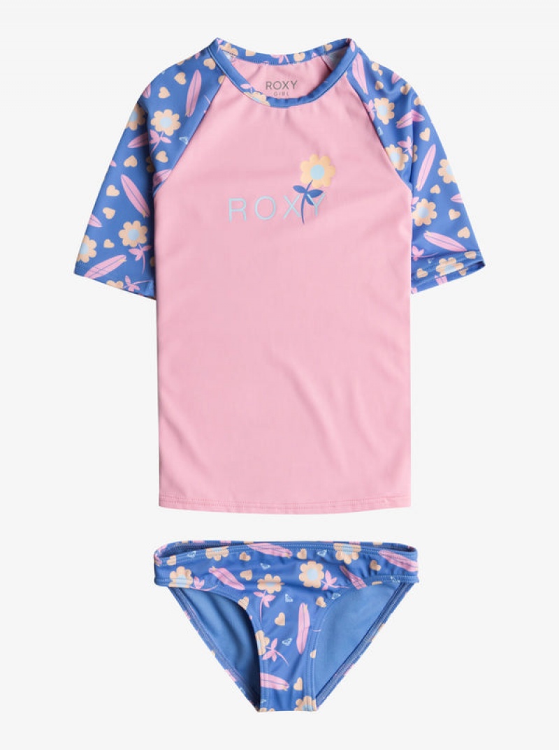 Girls'' Roxy Lorem Short-Sleeve Rashguard Set Swimwear | JMEV-62975