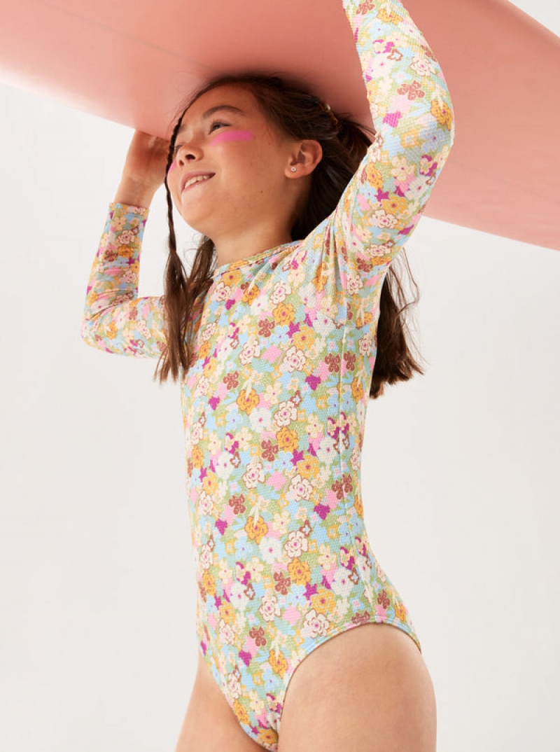 Girls'' Roxy Nostalgic Seaside Long-Sleeve Swimwear | GSHF-14297