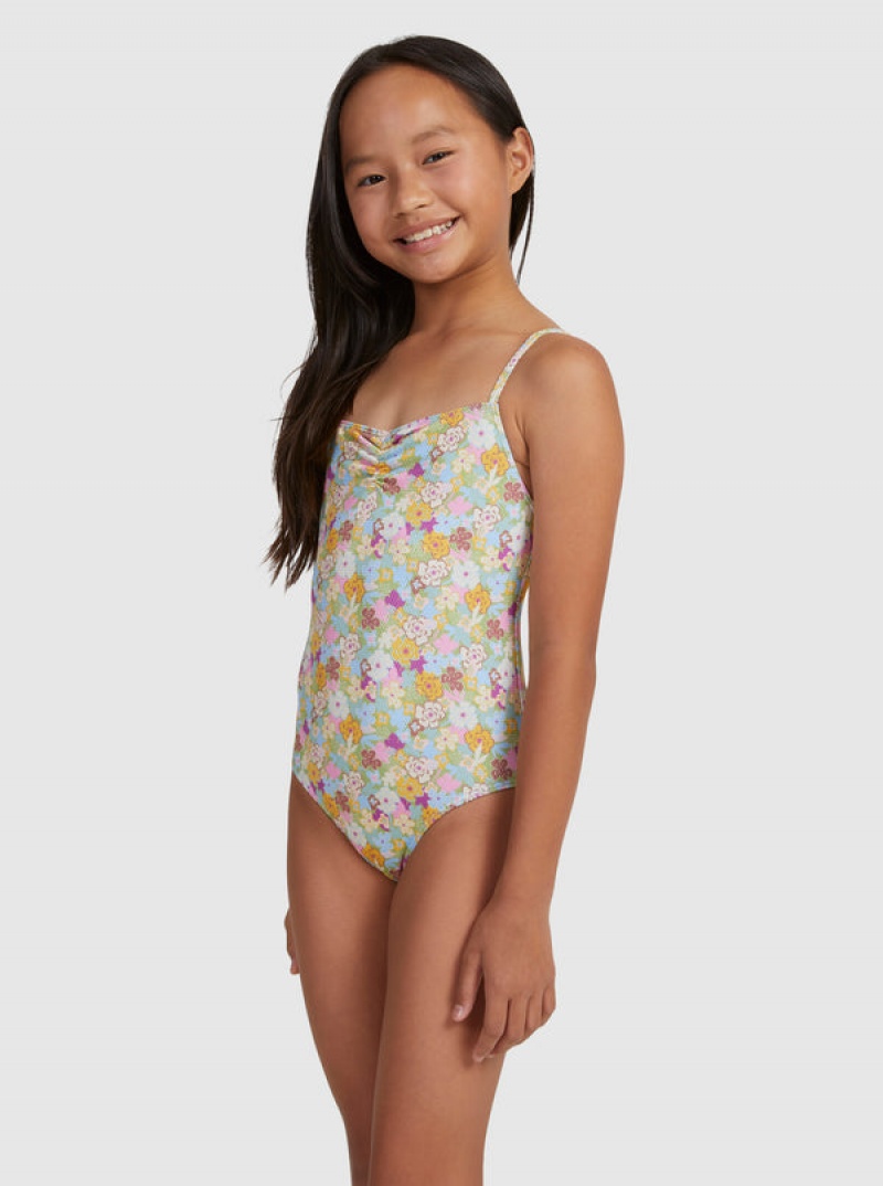 Girls'' Roxy Nostalgic Seaside One-Piece Swimwear | TDFG-85376