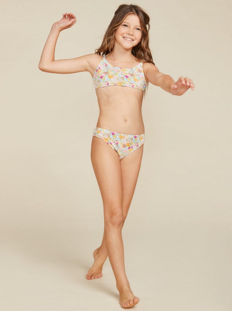 Girls'' Roxy Nostalgic Seaside Two Piece Bralette Set Swimwear | PCQM-25876