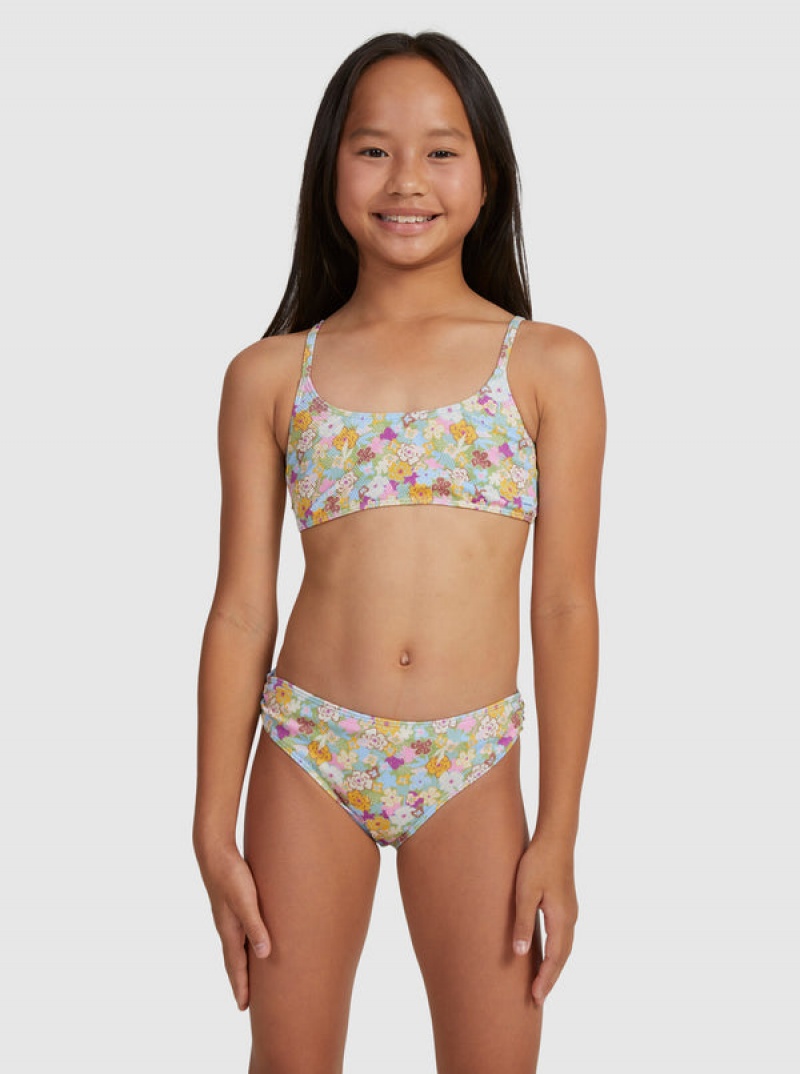 Girls'' Roxy Nostalgic Seaside Two Piece Bralette Set Swimwear | PCQM-25876