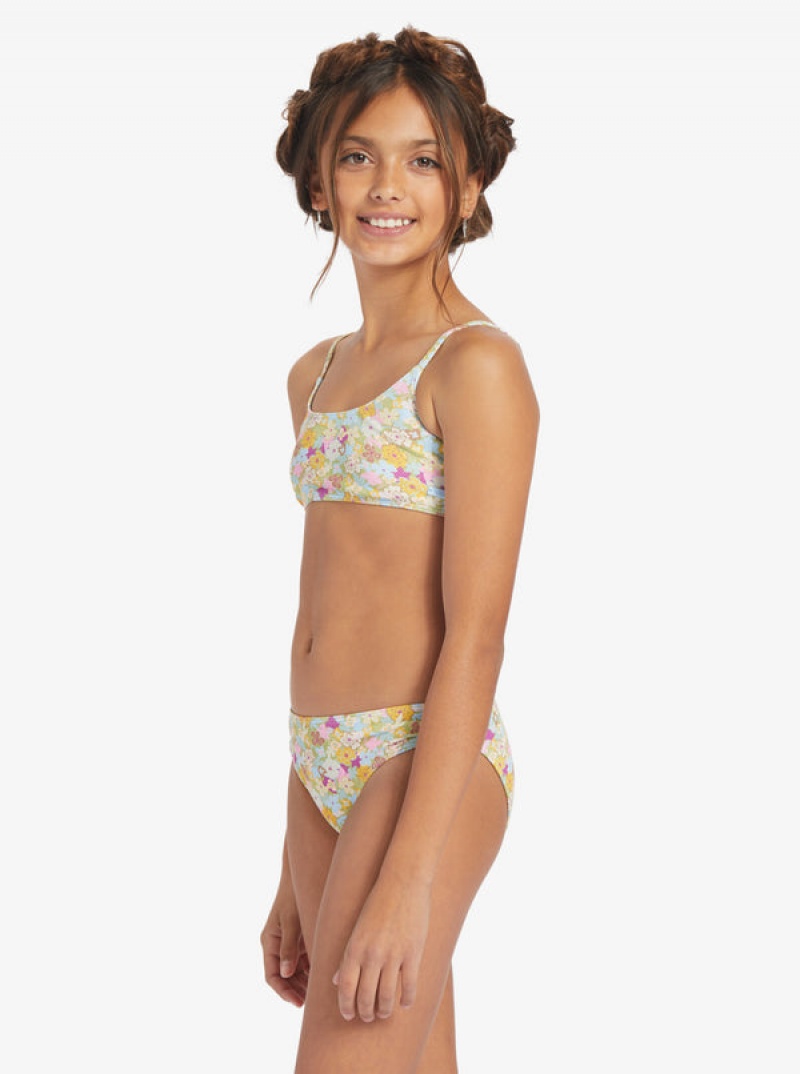 Girls'' Roxy Nostalgic Seaside Two Piece Bralette Set Swimwear | PCQM-25876