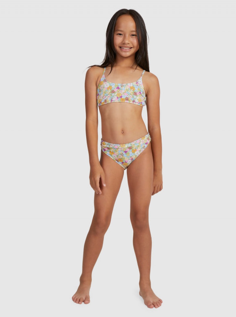 Girls'' Roxy Nostalgic Seaside Two Piece Bralette Set Swimwear | PCQM-25876