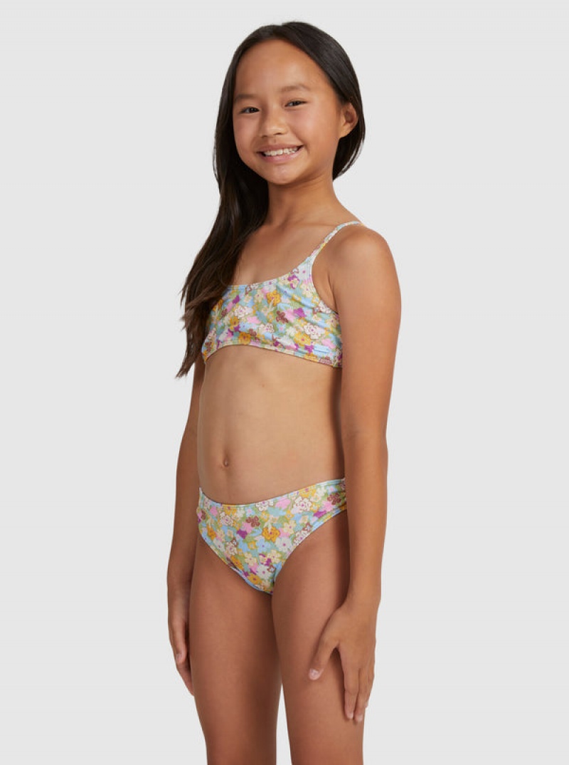 Girls'' Roxy Nostalgic Seaside Two Piece Bralette Set Swimwear | PCQM-25876