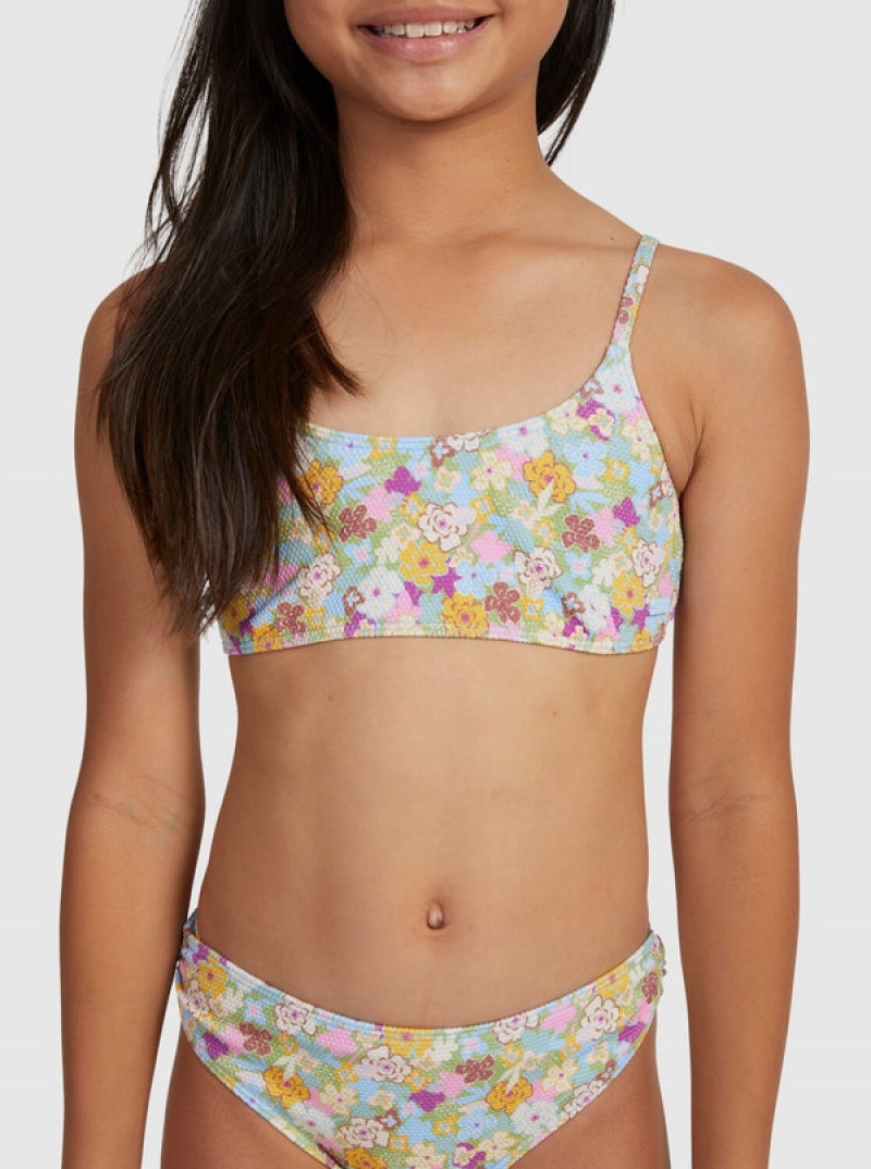 Girls'' Roxy Nostalgic Seaside Two Piece Bralette Set Swimwear | PCQM-25876