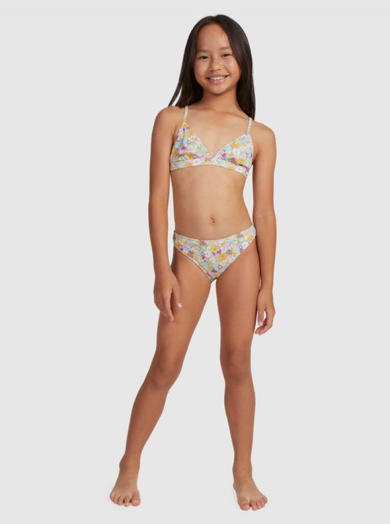 Girls'' Roxy Nostalgic Seaside Two Piece Triangle Set Swimwear | AKEO-82709