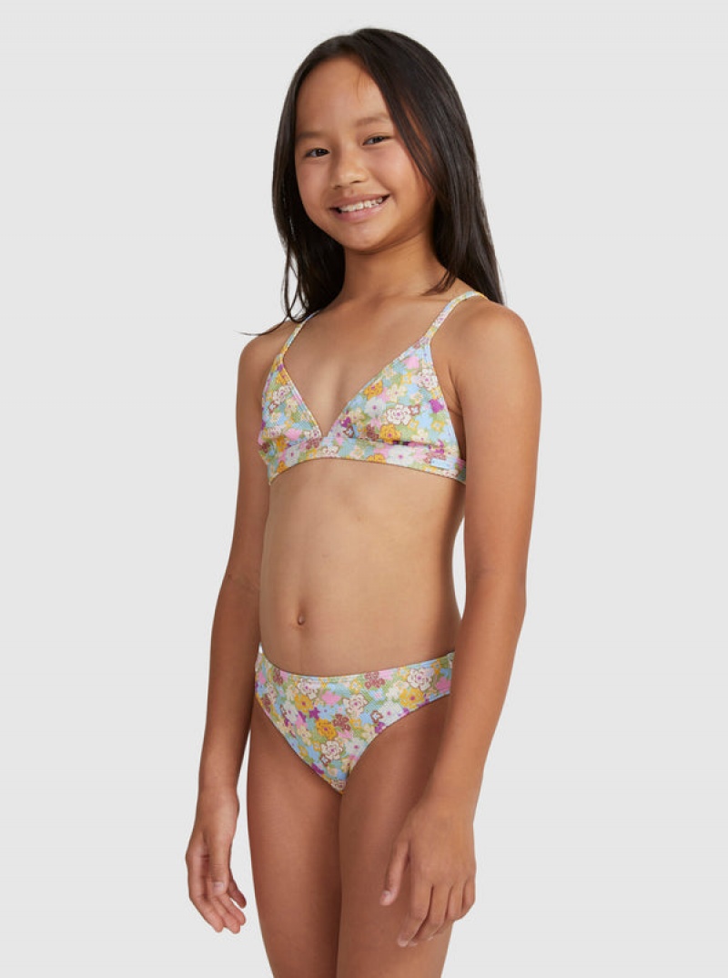 Girls'' Roxy Nostalgic Seaside Two Piece Triangle Set Swimwear | AKEO-82709