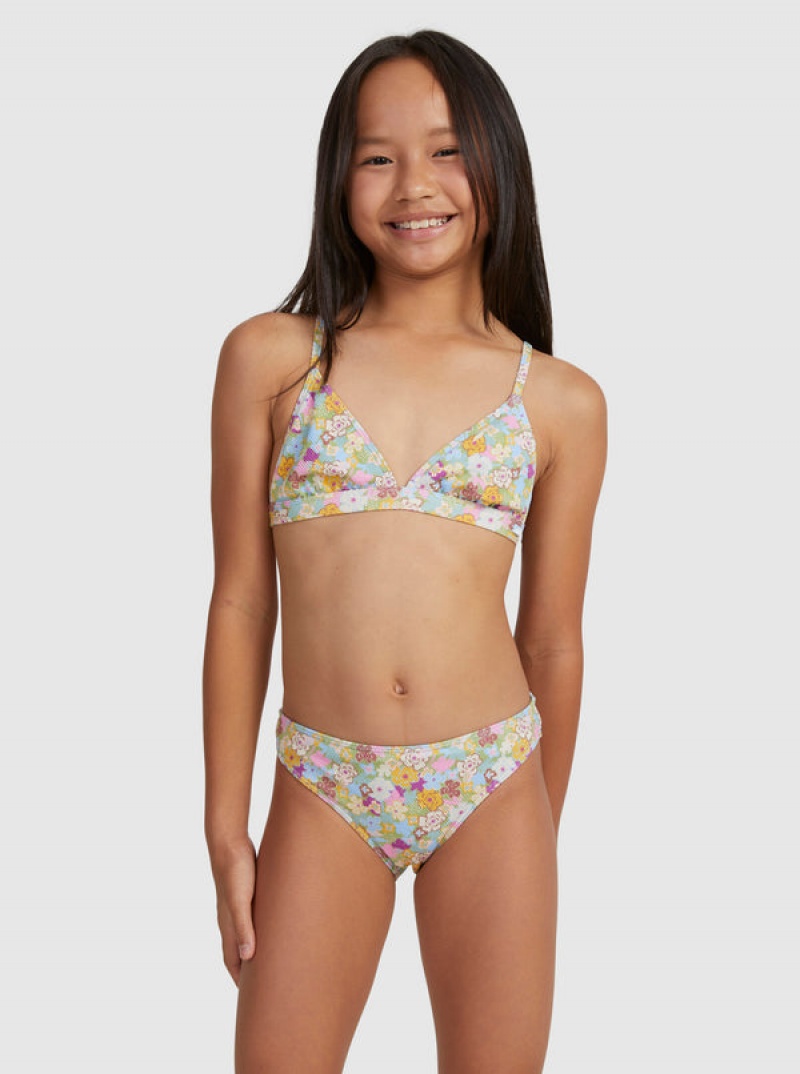 Girls\'\' Roxy Nostalgic Seaside Two Piece Triangle Set Swimwear | AKEO-82709