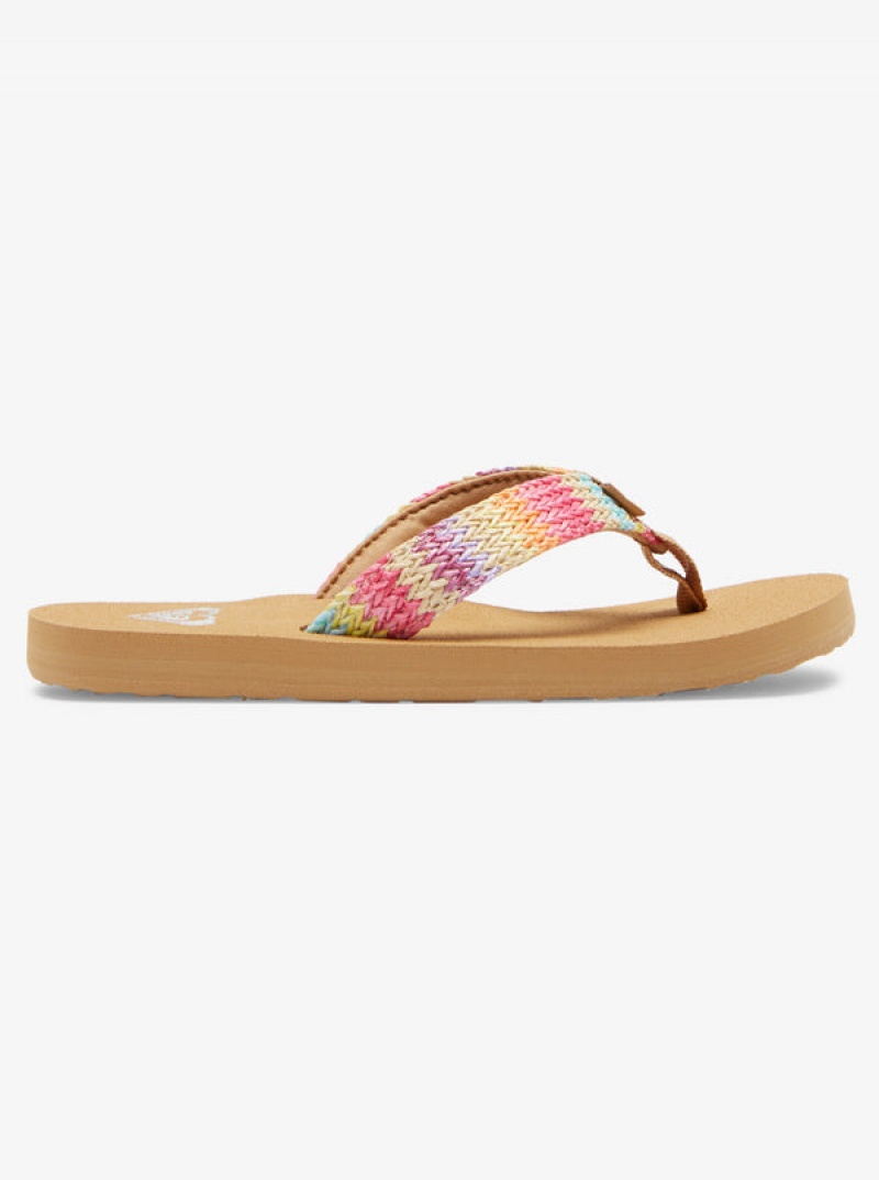 Girls'' Roxy Porto Raffia Flip Flops | JGIX-02391