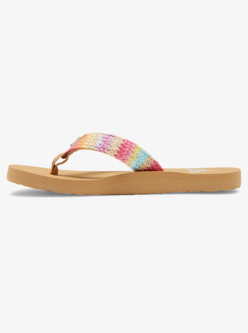 Girls'' Roxy Porto Raffia Flip Flops | JGIX-02391