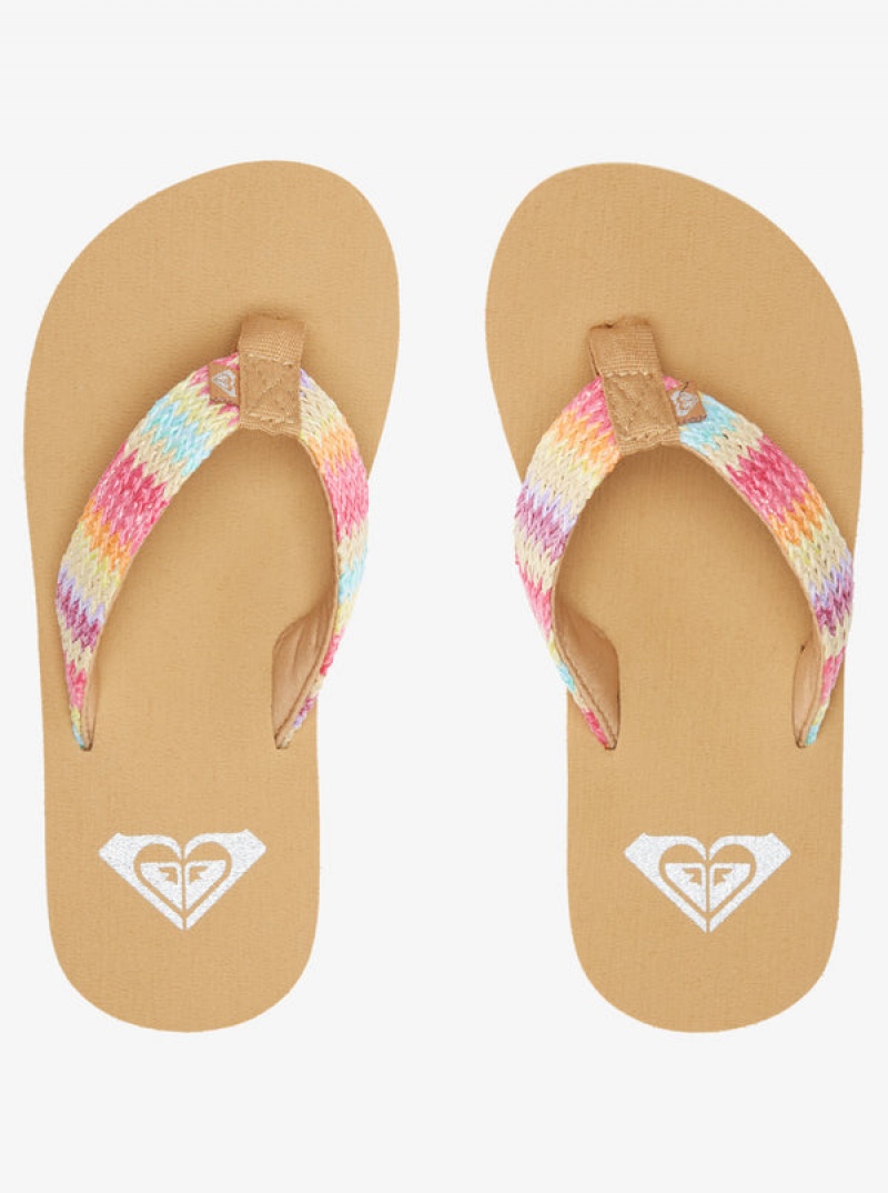 Girls'' Roxy Porto Raffia Flip Flops | JGIX-02391