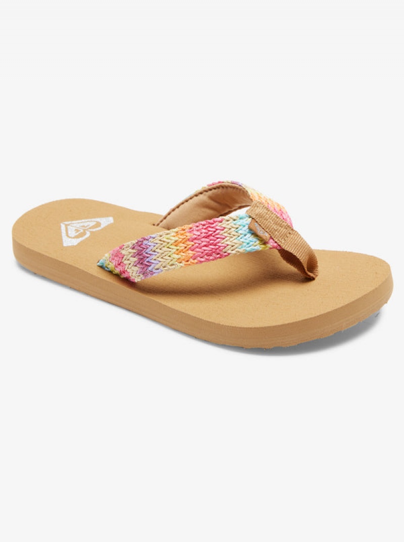 Girls\'\' Roxy Porto Raffia Flip Flops | JGIX-02391