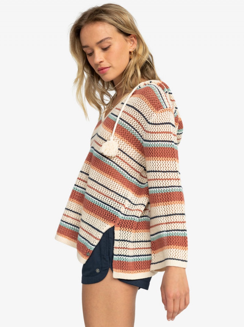 Roxy After Beach Break Stripe Poncho Sweaters | NFZO-45170