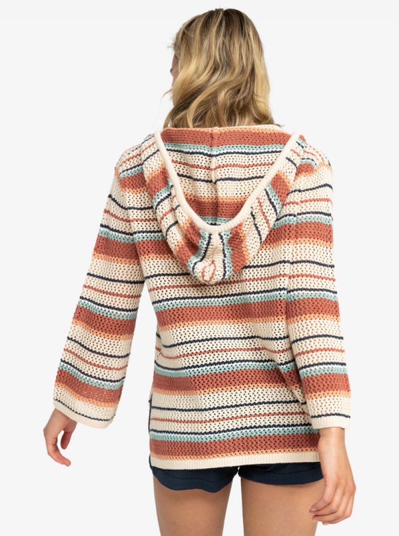 Roxy After Beach Break Stripe Poncho Sweaters | NFZO-45170