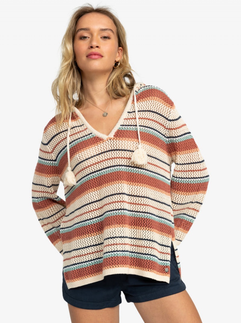 Roxy After Beach Break Stripe Poncho Sweaters | NFZO-45170