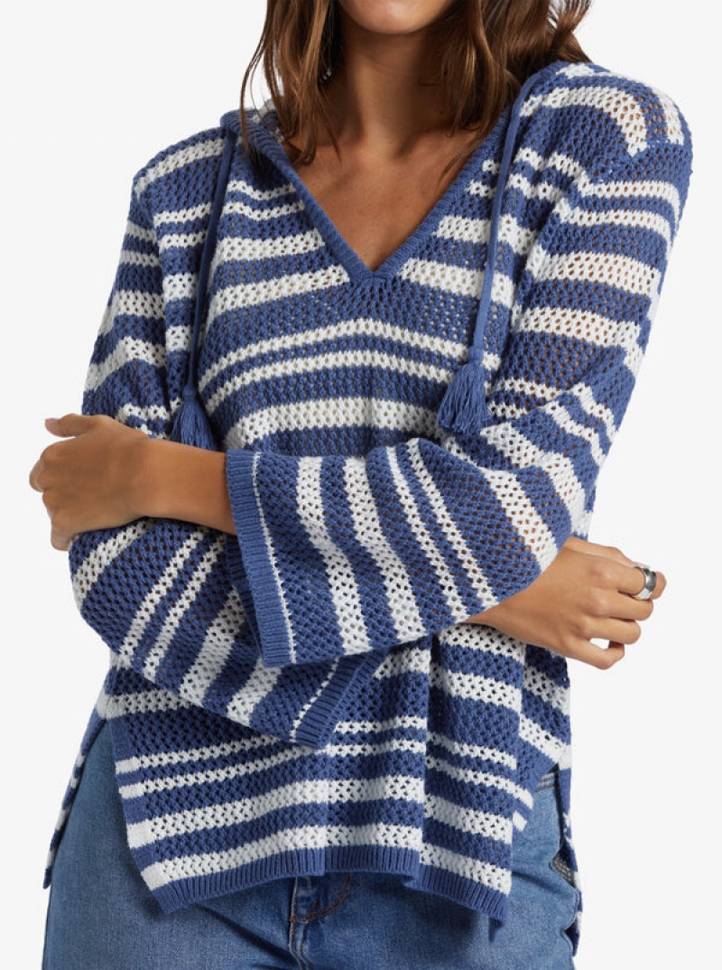 Roxy After Beach Break Stripe V-Neck Sweaters | BZOG-47963