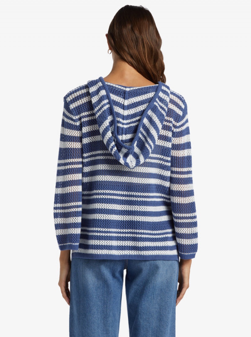 Roxy After Beach Break Stripe V-Neck Sweaters | BZOG-47963