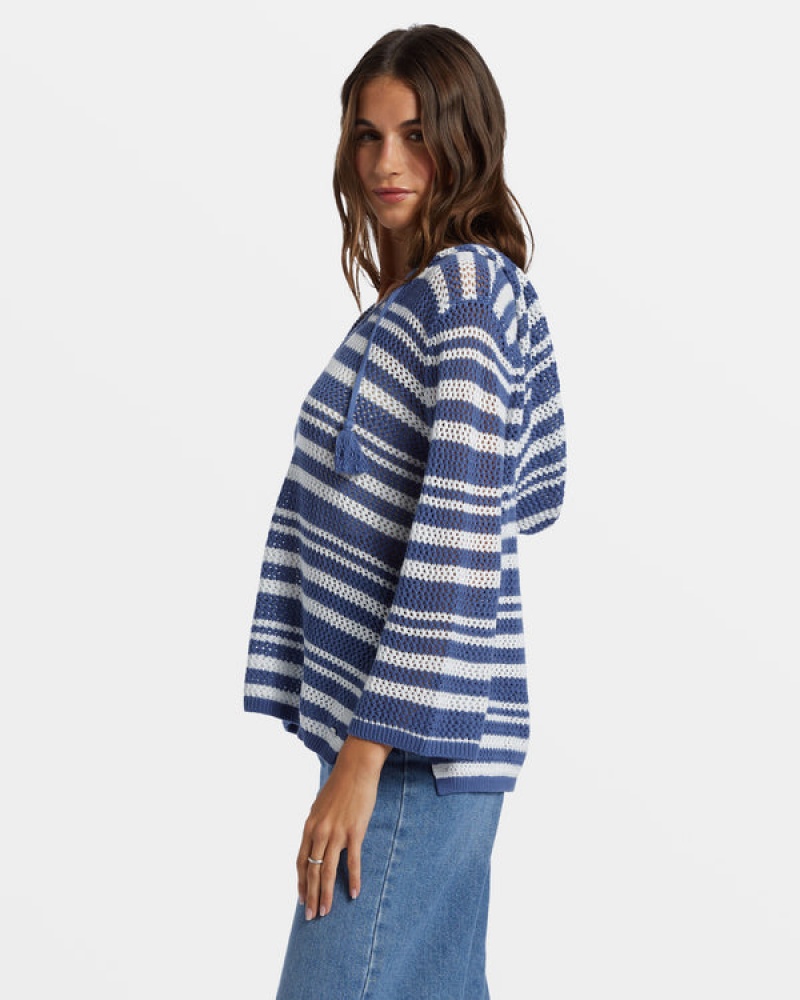 Roxy After Beach Break Stripe V-Neck Sweaters | BZOG-47963