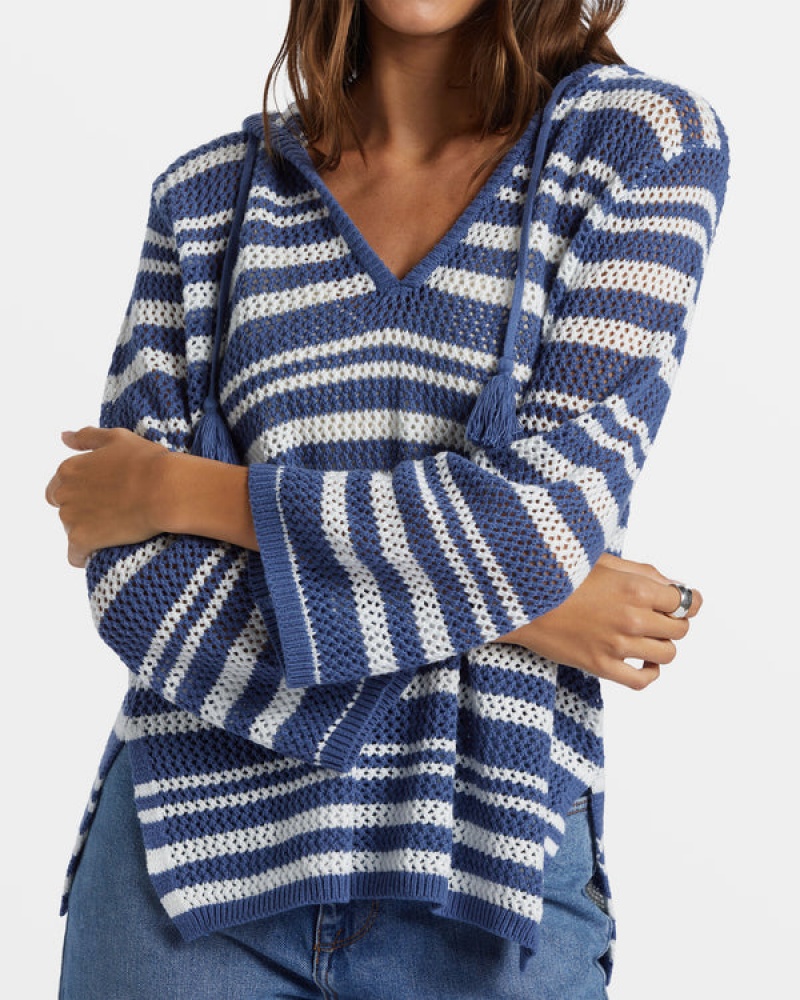 Roxy After Beach Break Stripe V-Neck Sweaters | BZOG-47963