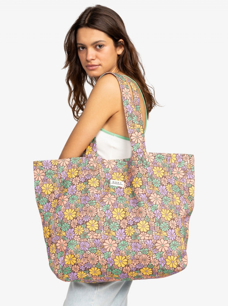 Roxy Anti Bad Vibes Printed Beach Handbag | VEID-72356