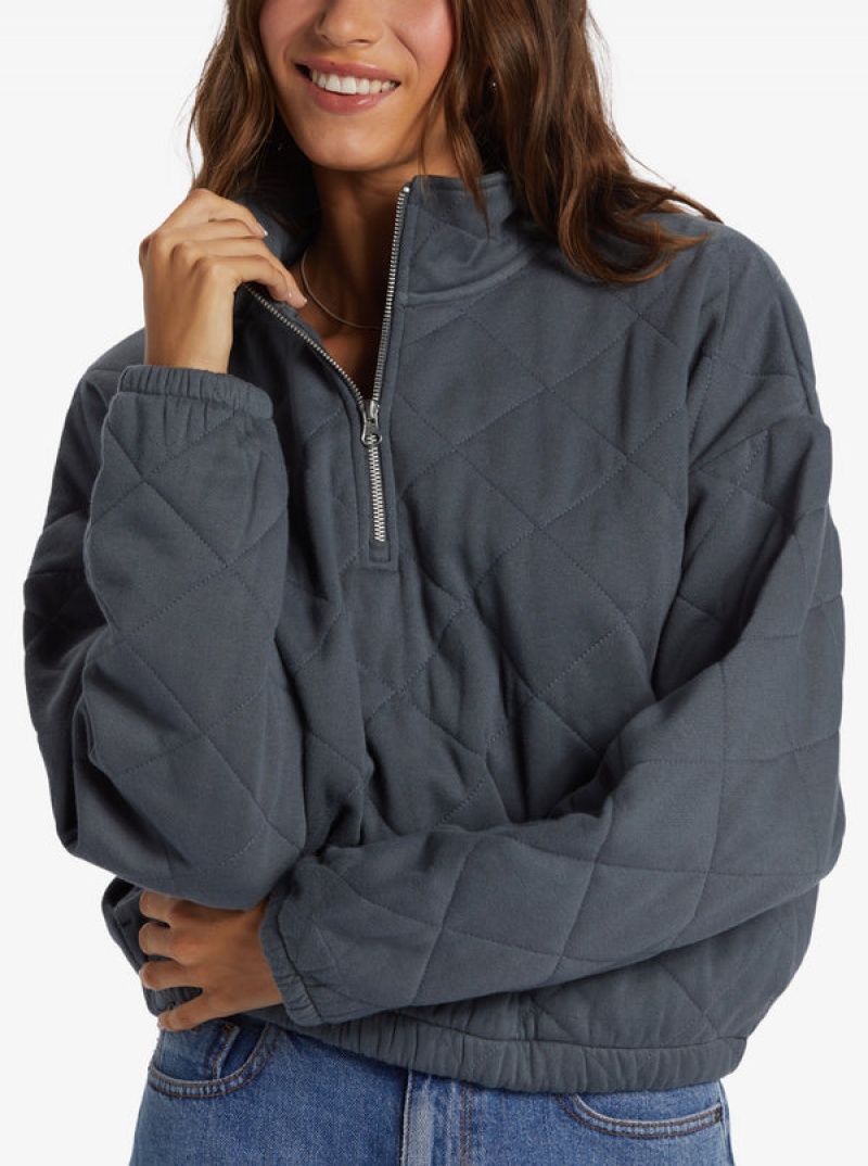 Roxy Bonfire Babe Quilted Fleece Half-Zip Hoodie | SUAI-31984