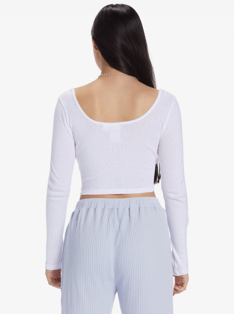 Roxy Chloe Kim Pointelle Long Sleeve Tops | 45783AWND