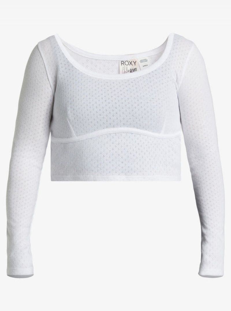 Roxy Chloe Kim Pointelle Long Sleeve Tops | 45783AWND