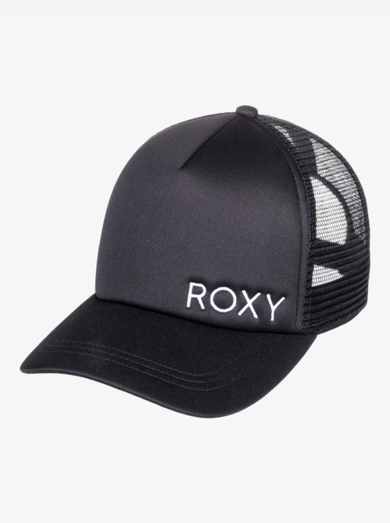 Roxy Finishline 2 Black Trucker Hats | DBKX-35290