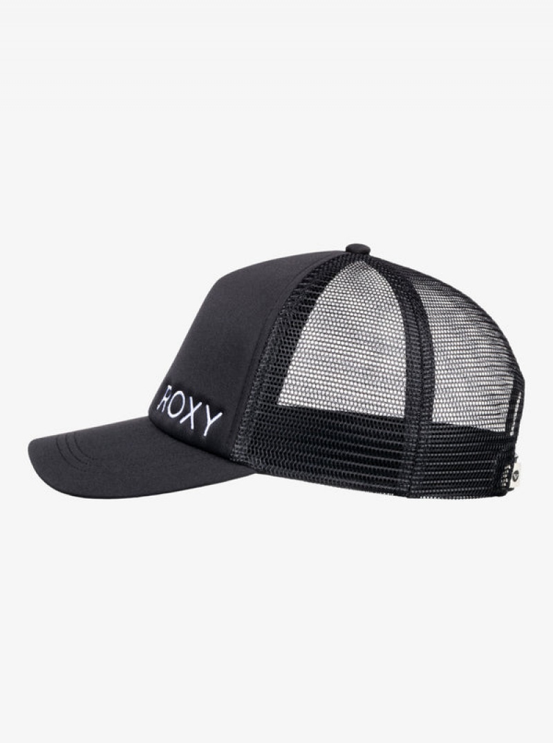 Roxy Finishline 2 Black Trucker Hats | DBKX-35290