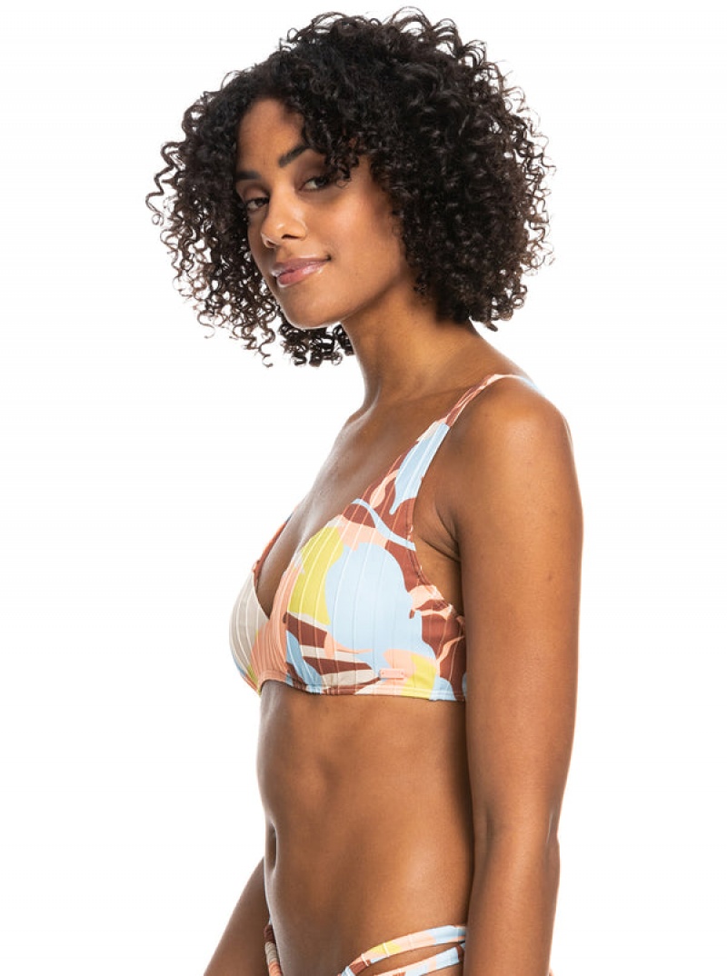 Roxy Floraldelic Printed D-Cup Bikini Tops | BDLK-69501