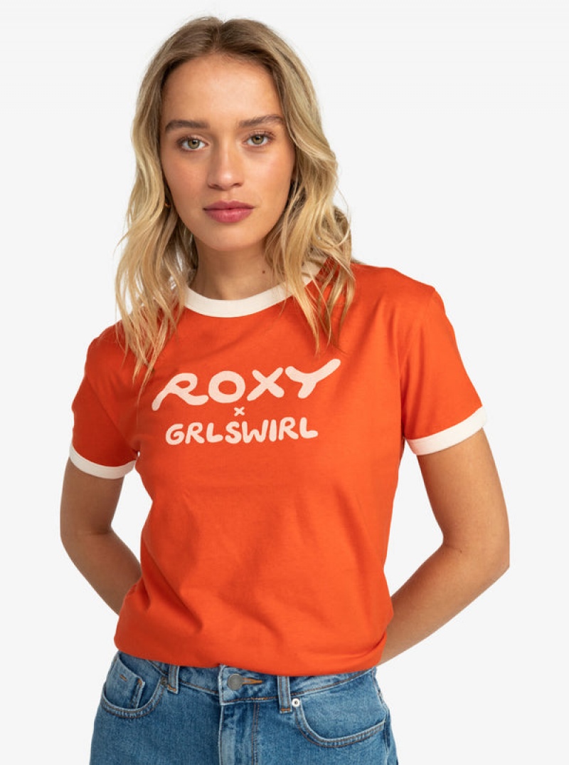 Roxy Grl Swirl Ringer T Shirts | 81063XOJW