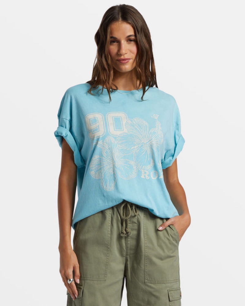 Roxy Hibiscus Collegiate Oversized T Shirts | 98425FQGZ