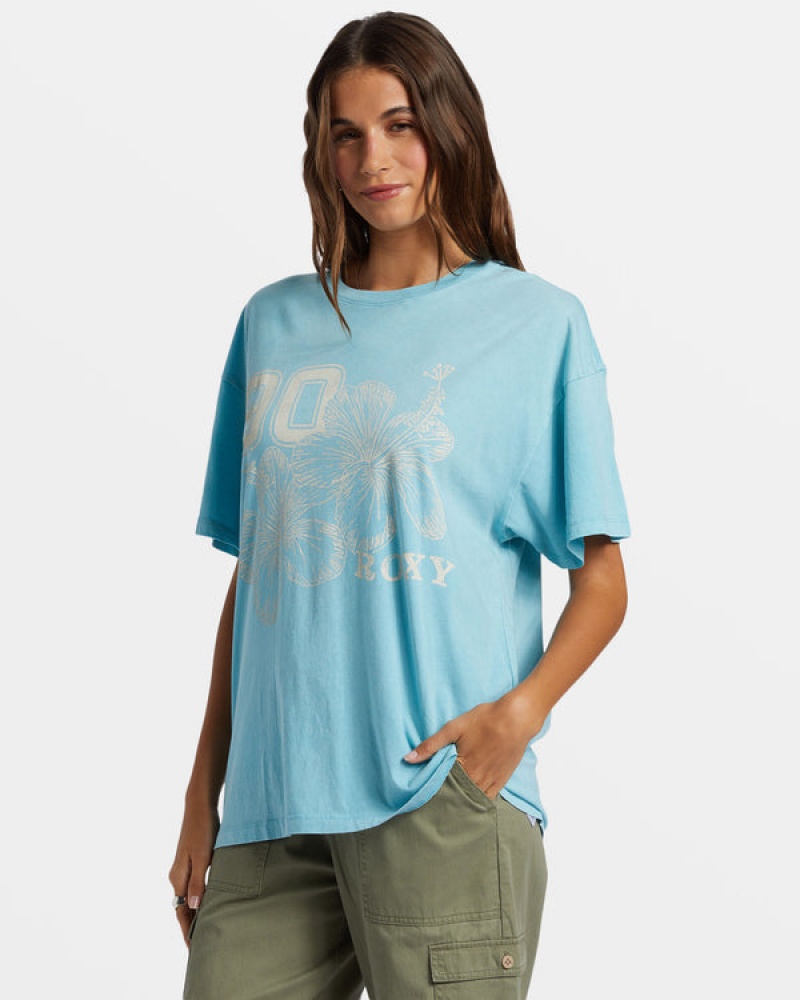 Roxy Hibiscus Collegiate Oversized T Shirts | 98425FQGZ