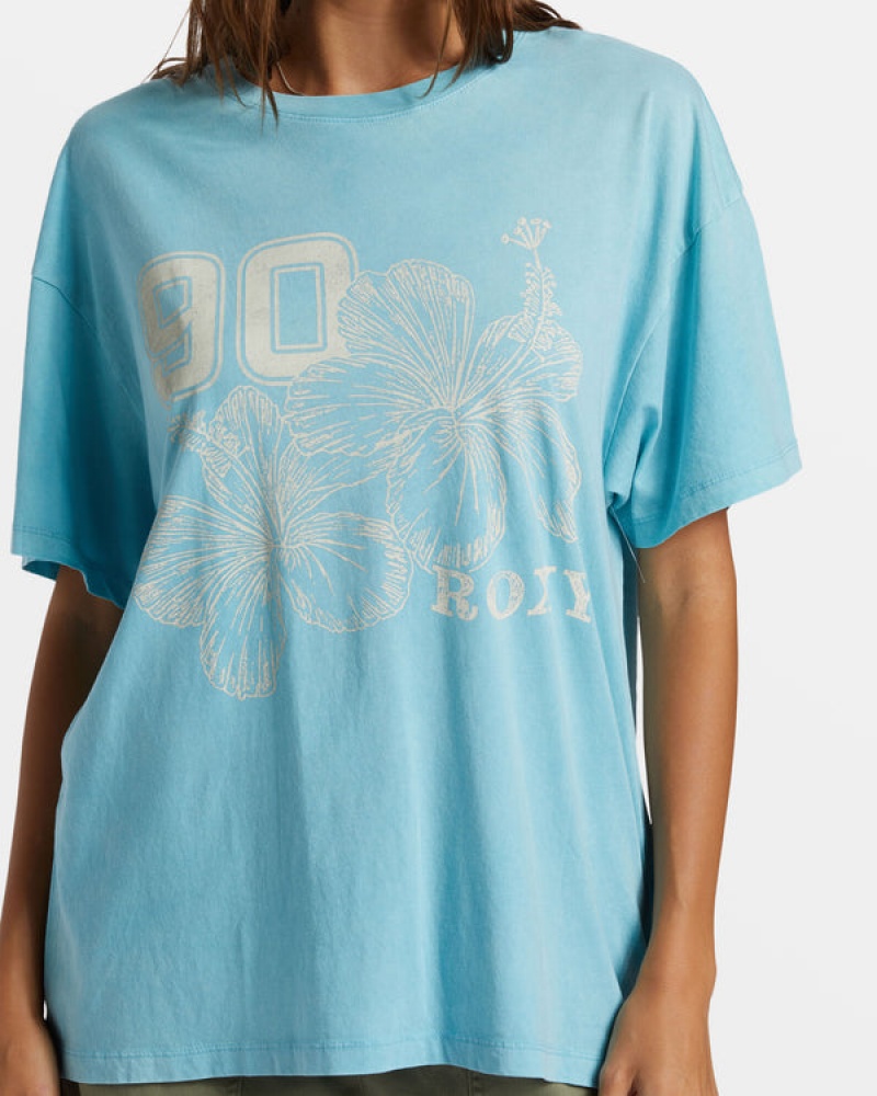 Roxy Hibiscus Collegiate Oversized T Shirts | 98425FQGZ