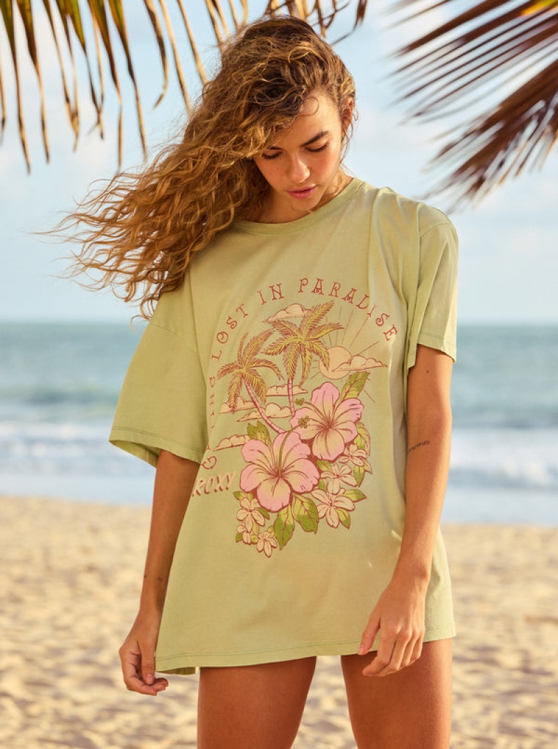 Roxy Hibiscus Paradise Oversized Boyfriend T Shirts | 01369KCHB