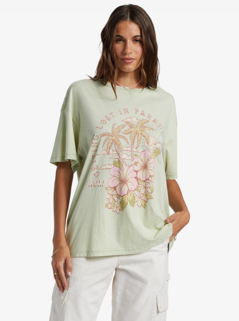 Roxy Hibiscus Paradise Oversized Boyfriend T Shirts | 01369KCHB