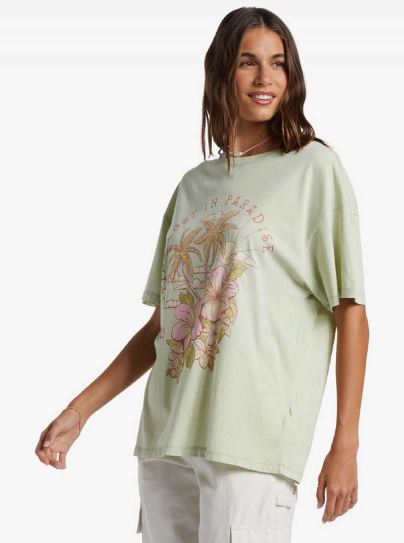 Roxy Hibiscus Paradise Oversized Boyfriend T Shirts | 01369KCHB