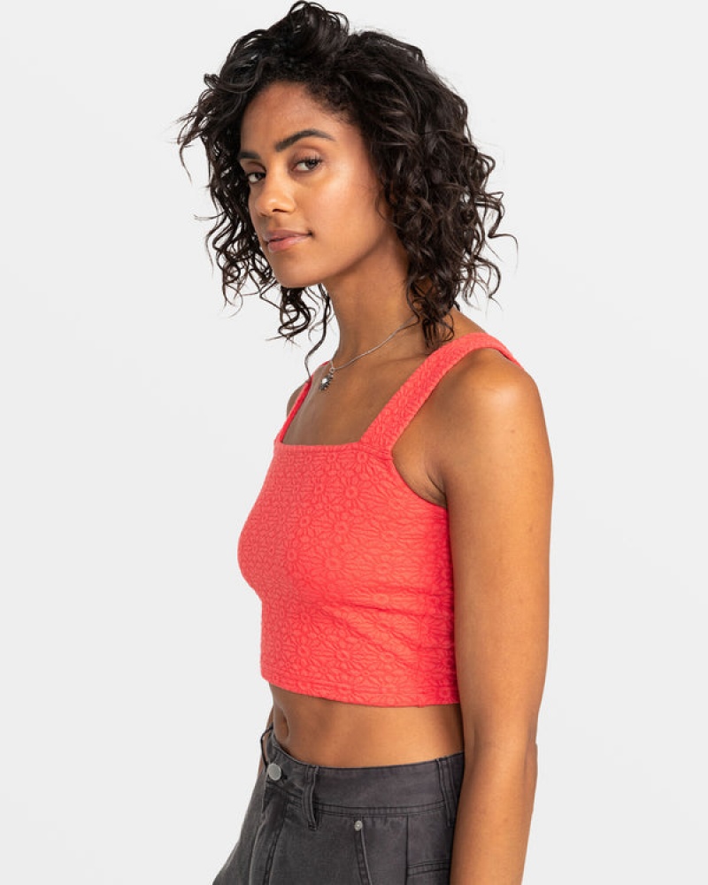 Roxy Hibiscus Roja Fitted Tanks | 42938FTLN